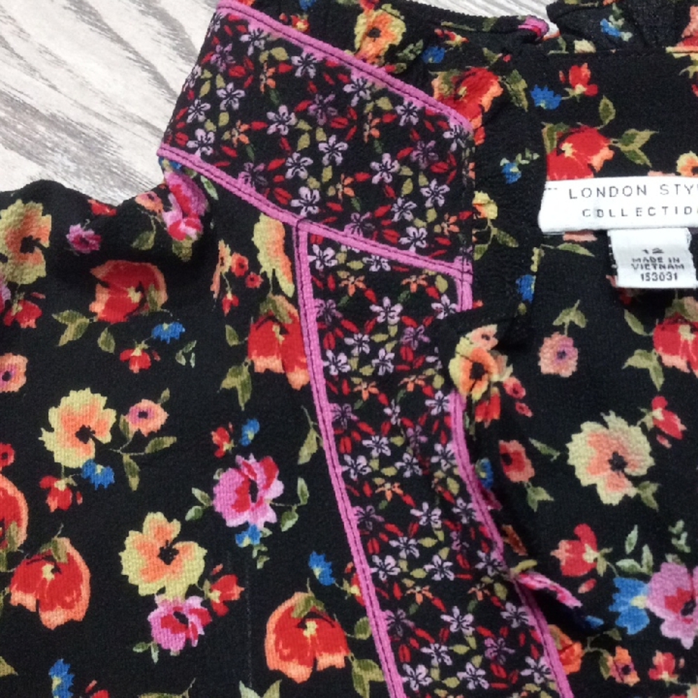 London Style Women's Floral Maxi Dress Short Ruffled Sleeves V-neckline Size 12 - Picture 8 of 16